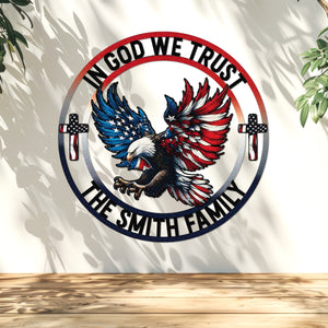Personalized Name In God We Trust Patriotic Eagle Metal Sign LM32 897267