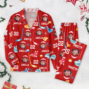 Custom Face Photo With Hockey Sport Pajamas T286 888859