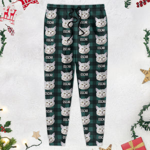 Custom Cat Photo With Christmas Pattern For Men and Women Sweatpants N304 889680