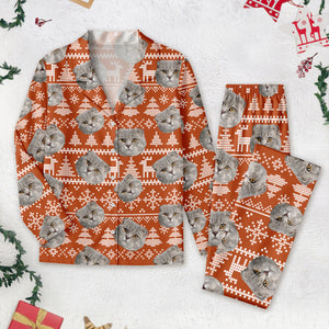 Upload Cat Photo Christmas Matching Collared Pajamas N304 889870