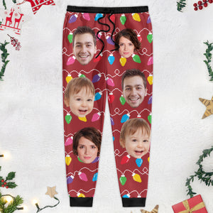 Custom Human Face Photo With Colorful Christmas Lights Sweatpants N304 889910