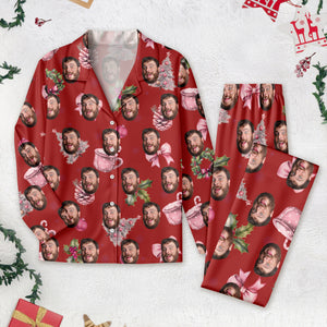 Custom Photo Coquette Bows Christmas Pajamas Funny Gift For Bestie LM32 895006