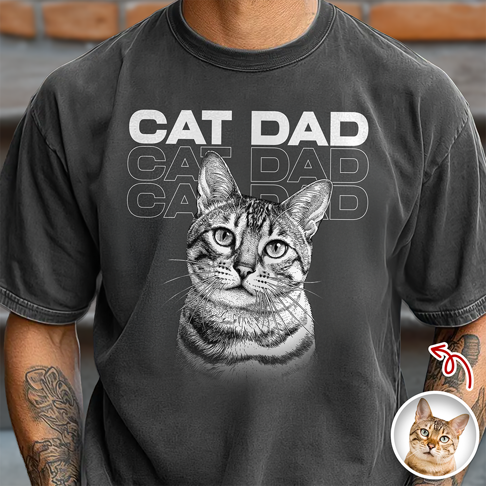 Custom Name & Photo Vintage Style Dog Cat Dad Mom Comfort Shirt LM32 669419