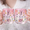 Personalized Hold My Hand Hold My Heart Family Pink Gradient Glass Mug - Gift For Grandma, Mom, Mother's Day HO82 901764