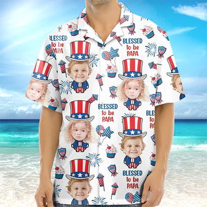 Custom Photo Blessed To Be Grandpa - Personalized Photo Hawaii Shirt CH07 895754