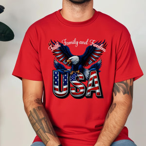 Faith, Family & Freedom America 250 Years Patriotic Bright Shirt LM32 897355