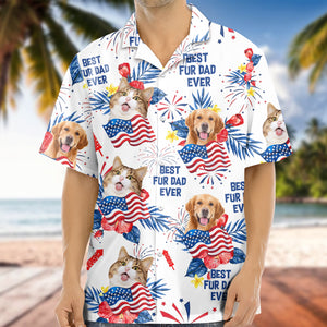 Custom Dog Cat Photo Personalized Patriotic Tropical Hawaiian Shirt 4th Of July Gift CH07 895688