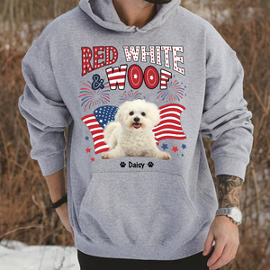 Custom Dog Photo Red White Woof Bright Shirt LM32 893723