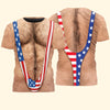 Hairy Body USA Flag Swimsuit 3D Shirt for Men, Funny Patriotic Mankini Tee HA75 921786