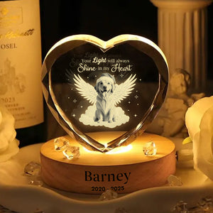 Custom Photo Dog Cat Pet Your Light Will Always Shine In My Heart Memorial Engraved Crystal Photo With Light HA75 898212