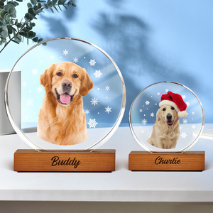 Custom Photo With Snowflake For Pet Lover Round Acrylic Frame Block TH10 894313
