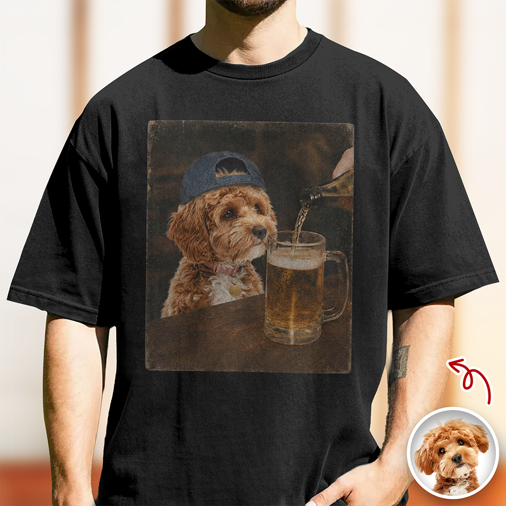 Custom Pet Drinking Beer Coffee Photo Funny Comfort Colors Shirt Funny Dog Lovers Gift CH07 911908