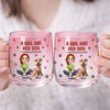 Personalized A Girl And Her Dog Pink Gradient Glass Mug - Gift For Dog Mom, Mother's Day HO82 901760