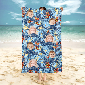 Custom Hawaii In The Air Face Human Photo Beach Towel HO82 894006