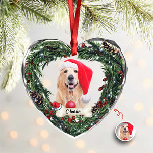 Custom Photo Dog Personalized Heart Shaped Glass Ornament For Christmas HA75 897468