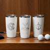 Personalized 20oz Insulated Dimpled Golf Tumbler, Custom Laser Engraved Golf Cup, White Golf Tumbler, Gift for Golf Lovers LM32 897597