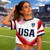 Custom Women's USA World Football Jersey Crop Tee TH10 170371
