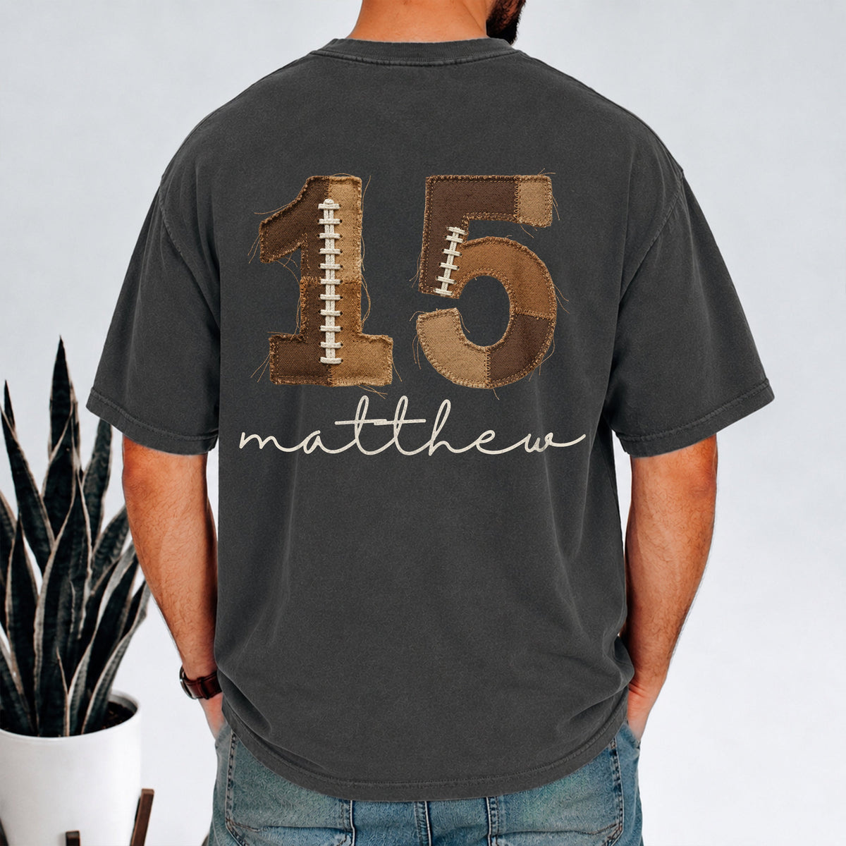 Custom Football Number & Name Faux Patchwork Back Comfort Shirt HO82 903396