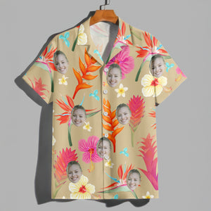 Custom Photo Tropical Flower Hawaiian Shirt For Summer Holiday Ch07 895586