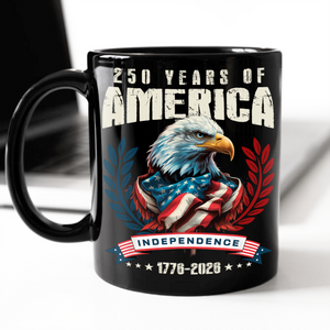 America 250 Years Eagle Independence Day Patriotic Black Mug LM32 895257