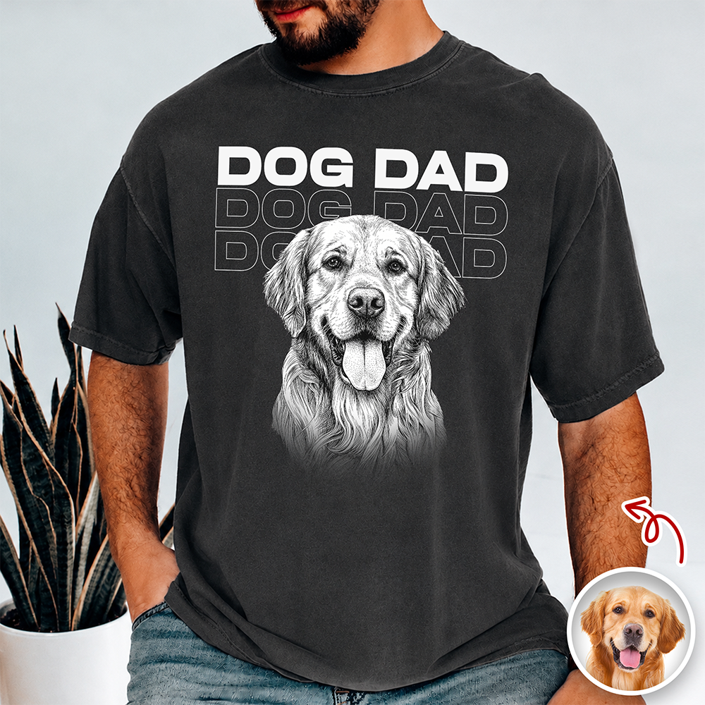 Custom Name & Photo Vintage Style Dog Cat Dad Mom Comfort Shirt LM32 669419