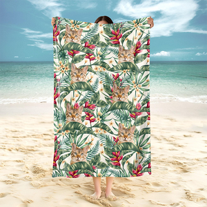 Custom Hawaii In The Air Face Cat Photo Beach Towel HO82 894010