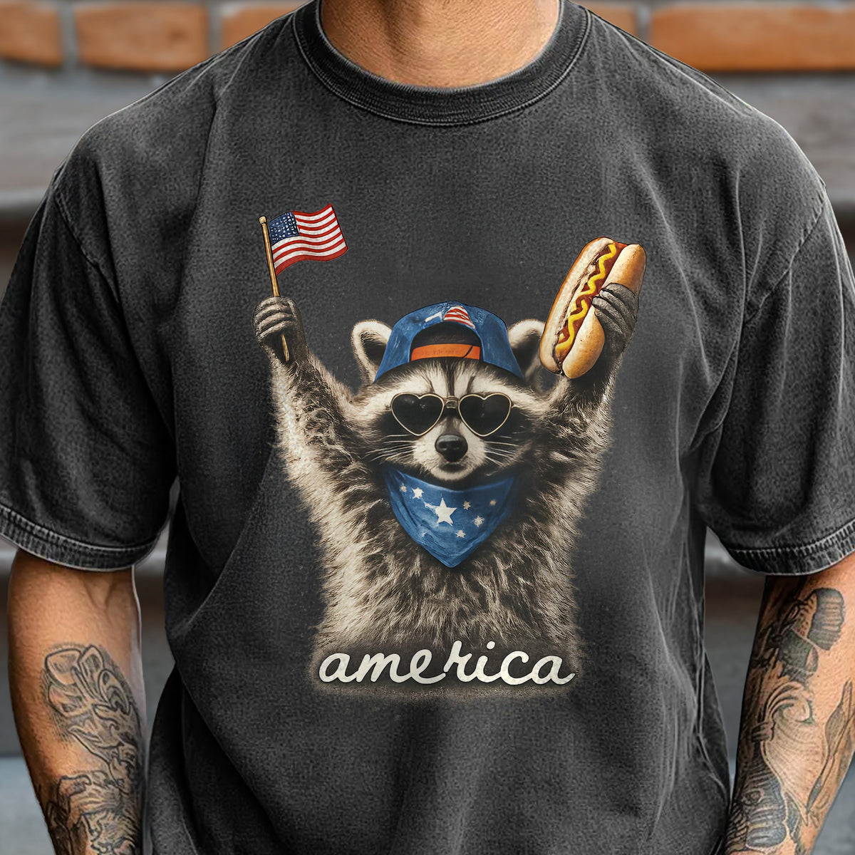 Feral & Free Racoon , 4th of July , USA Independence Day Comfort Shirt TH10 170095