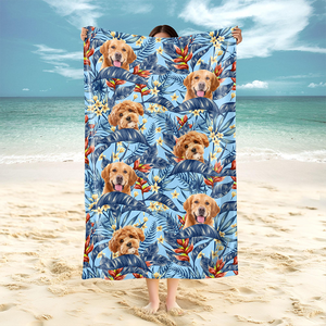Custom Hawaii In The Air Face Dog Photo Beach Towel HO82 894008