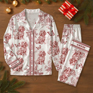 Custom Dog Breeds Chinoiserie Toile De Jouy Style Personalized Satin Pajamas TH10 894401