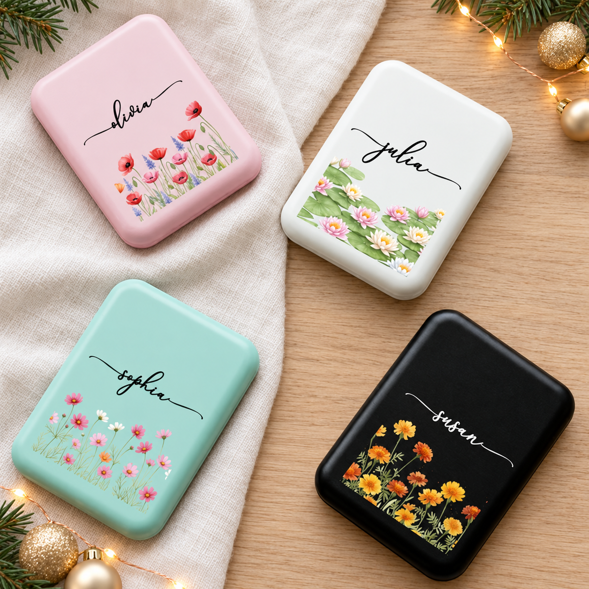 Custom Name & Birth Flower Birthday Gift, Christmas Gift For Her Mirror TH10 171617