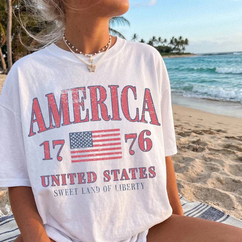 Retro America 4th Of July Shirt Preppy Fourth of July Patriotic Comfort Shirt HO82 902534