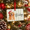 Custom Cute Dog Photo Watercolor Christmas Ceramic Rectangle Ornament CH07 181218