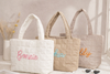 Monogrammed Shoulder Bag for Women's, Gift for Her, Beach Bag Embroidered Quilted Nylon Tote Bag TH10 169615