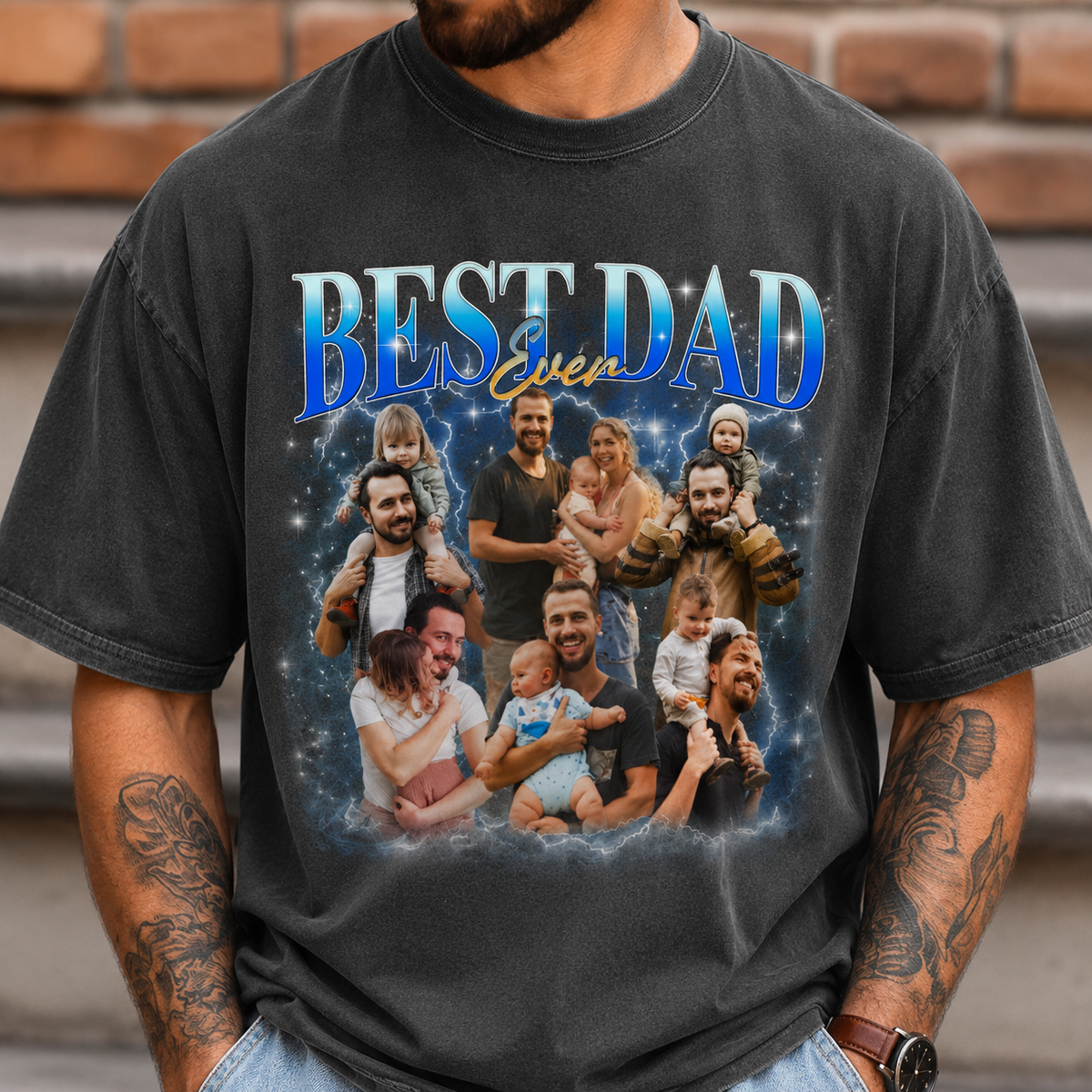 Custom Dad And Kids Photo Best Dad Ever Retro Comfort Shirt, Gift For Dad, Grandpa, Father's Day HO82 902536