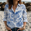 America 1776-2026 USA 250th Anniversary Toile De Jouy Style Patriotic Blouse Shirt CH07 911728