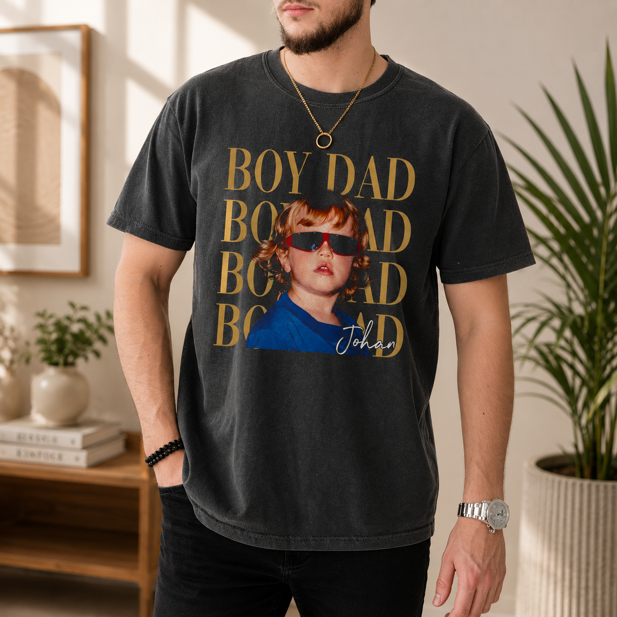 Personalized Vintage Photo Girl Dad Boy Dad Comfort Shirt CH07 911494