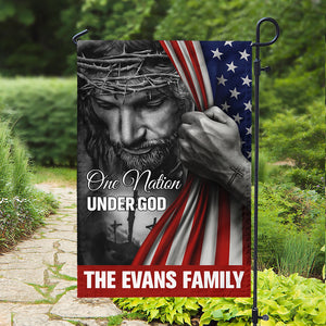 Personalized One Nation Under God Flag - American Christian Jesus Garden Flag HA75 897442
