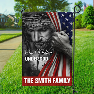 Personalized One Nation Under God Flag - American Christian Jesus Garden Flag HA75 897442