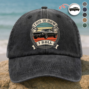 This Is How I Roll - Custom Car Photo Route 66 Vintage Washed Denim Baseball Cap CH07 896426