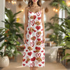 Custom Photo Love Heart Dog Women's V-Neck Cami Maxi Dress HO82 893740