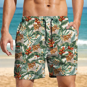 Custom Cat Photo Hawaii In The Air Family Man's Beach Short HO82 894272