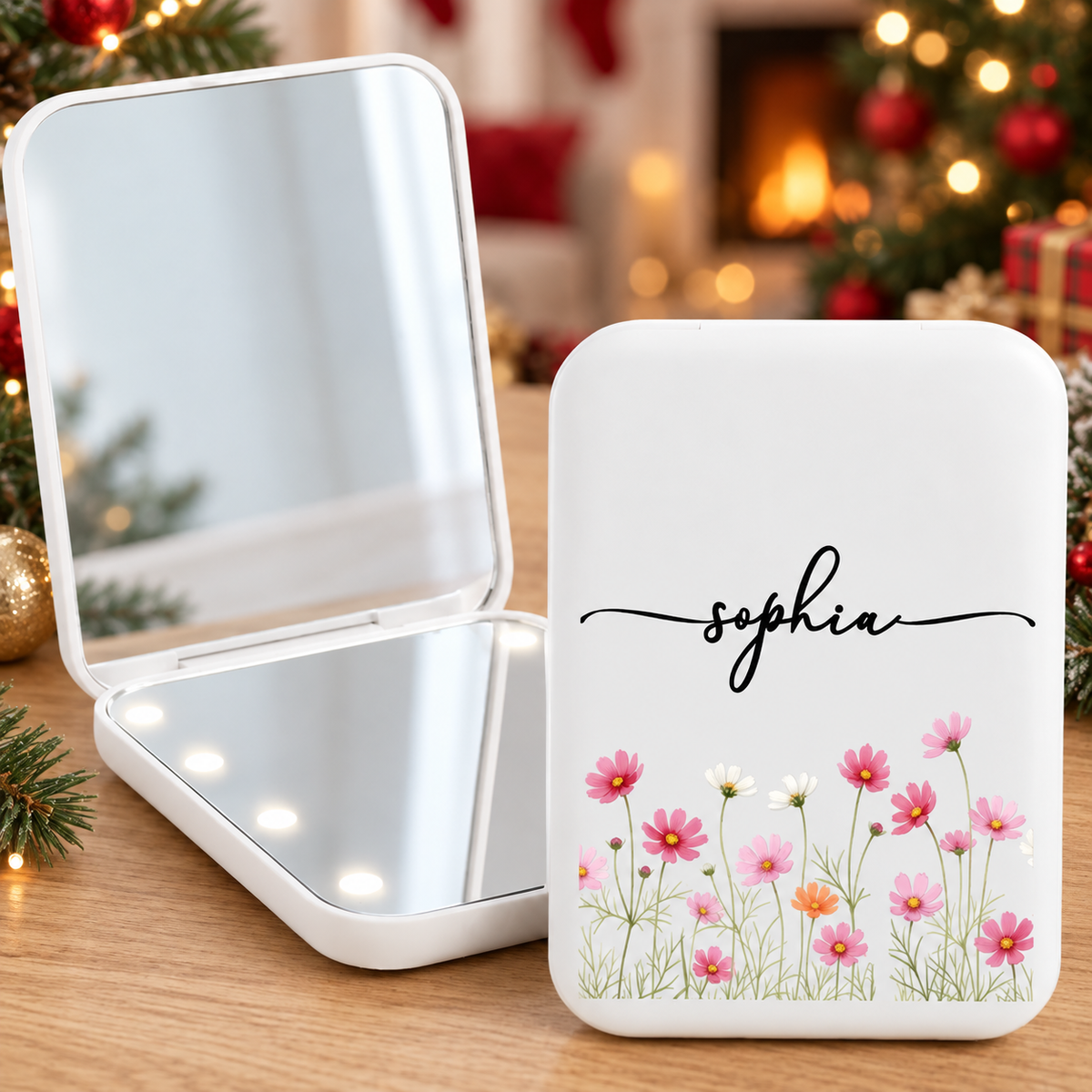 Custom Name & Birth Flower Birthday Gift, Christmas Gift For Her Mirror TH10 171617