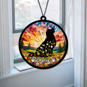 Custom Floral Dog Memorial Suncatcher For Dog Lovers TH10 894305