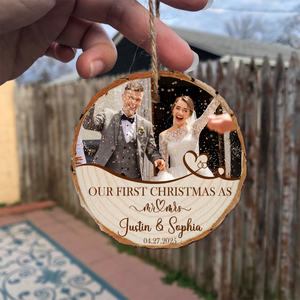 Custom Wedding First christmas As A Mr. Mrs. Photo Wood Slice Ornament Gift For Couple CH07 899266