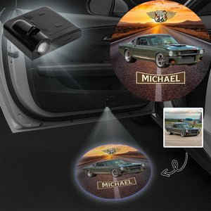 Custom Photo Car Photo Vintage Route 66 - Personalized Car Door Projector Light CH07 896436