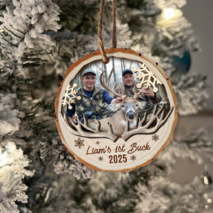 Custom Hunting Photo Wood Slice Christmas Ornament Christmas Tree Decoration TH10 896685