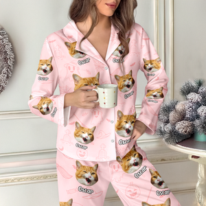 Custom Cat Photo Halloween Season Pajamas For Cat Lovers TH10 896131