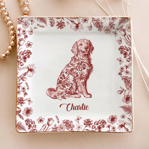 Custom Dog Breeds Chinoiserie Toile De Jouy Style - Personalized Jewelry Dish HA75 892704