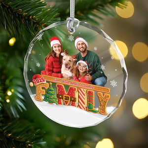 Custom Family Photo Our Christmas Tree Cake Personalized Glass Ornament CH07 899980