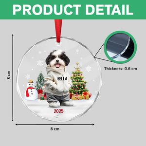 Custom Photo Dog Christmas Glass Ornament CH07 899784